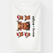 Niedliche Hochland Kuh Weihnachten Merry and Brigh Banner (Vertikal)