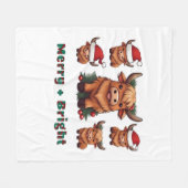 Niedliche Hochland Kuh Weihnachten Merry and Brigh Fleecedecke (Vorderseite (Horizontal))