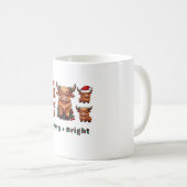 Niedliche Hochland Kuh Weihnachten Merry and Brigh Kaffeetasse (VorderseiteRechts)