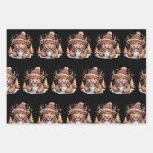 Niedliche Hochland Kuh Weihnachtsbäume Heiße Kakao Geschenkpapier Set (Vorderseite)