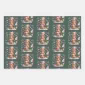 Niedliche Hochland Kuh Weihnachtsbäume Heiße Kakao Geschenkpapier Set (Vorderseite)