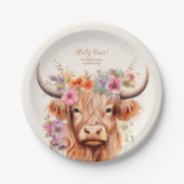 Niedliche Hochlandkuh 1. Geburtstag Pappteller (Vorderseite)