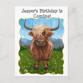 Niedliche Hochlandkuh Ankündigungspostkarte