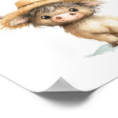 Niedliche Hochlandkuh bevorzugt Schildkrötendusche Poster (Ecke)