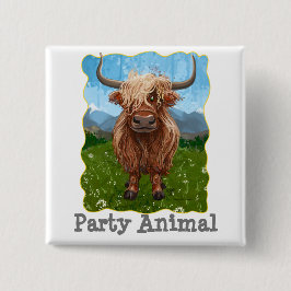Niedliche Hochlandkuh Button