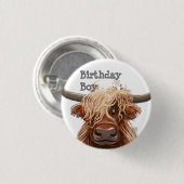 Niedliche Hochlandkuh Button (Vorne & Hinten)