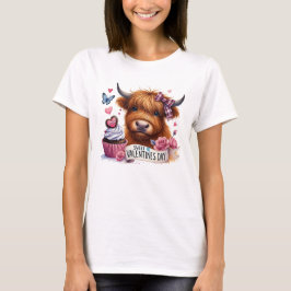 Niedliche Hochlandkuh Cupcake Valentine T - Shirt