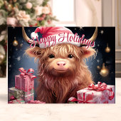 Niedliche Hochlandkuh-Feiertage Feiertagskarte