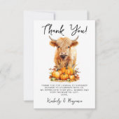 Niedliche Hochlandkuh Herbst Pumpkins Kinderdusche Dankeskarte (Vorderseite)