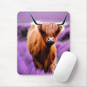 Niedliche Hochlandkuh im Lavenderfeld Mousepad (Mit Mouse)