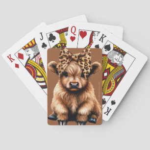 Niedliche Hochlandkuh mit Bow Playing Cards Brown Spielkarten