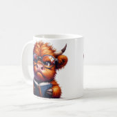 Niedliche Hochlandkuh mit Brille Kaffeetasse (Vorderseite Links)