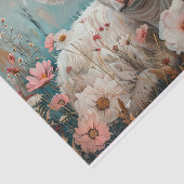 Niedliche Hochlandkuh mit Kosmos für Decoupage Seidenpapier (Ausschnitt)