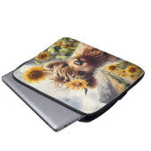 Niedliche Hochlandkuh mit Sonnenblumen Laptopschutzhülle (Vorne Knopf)