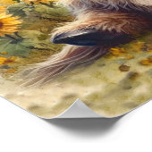 Niedliche Hochlandkuh mit Sonnenblumen Poster (Ecke)