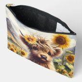 Niedliche Hochlandkuh mit Sonnenblumen Zubehörtasche (Offen)
