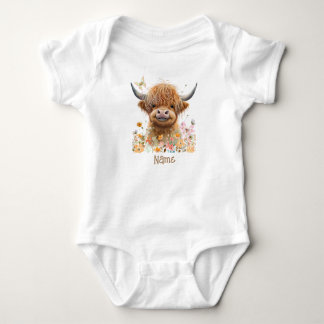Niedliche Hochlandkuh Personalisiert Baby Strampler