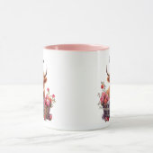Niedliche Hochlandkuh Pink Pasta Floral Wasserfarb Tasse (Zentrum)