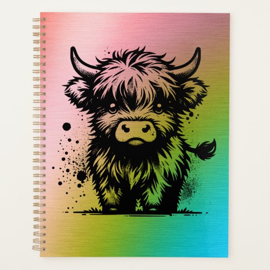 Niedliche Hochlandkuh Planer (Vorderseite)