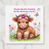 Niedliche Hochlandkuh-Schmetterling-Girl Geburtsta Geschenkanhänger (Rückseite)