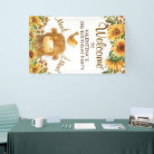 Niedliche Hochlandkuh Sonnenblumen Moo Party Willk Banner (Messeveranstaltung)