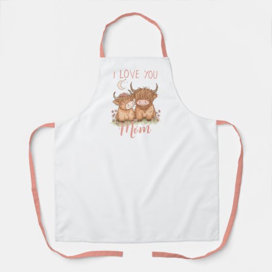 Niedliche Hochlandkuh und Mama I Liebe Sie Muttert Schürze (Vorderseite)