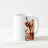 Niedliche Hochlandkuh- und Mohnfarben-Blume Kaffeetasse (VorderseiteRechts)