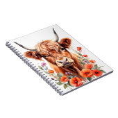 Niedliche Hochlandkuh- und Mohnfarben-Blume Notizblock (Rechte Seite)