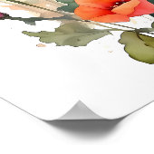 Niedliche Hochlandkuh- und Mohnfarben-Blume Poster (Ecke)