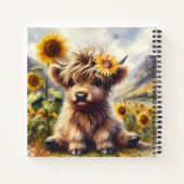 Niedliche Hochlandkuh und Sonnenblumen Notizblock (Rückseite)