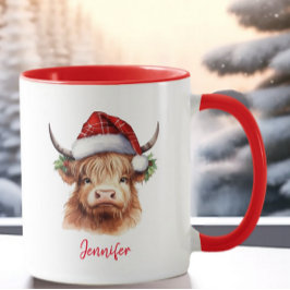 Niedliche Hochlandkuh Weihnachtsfeiertage Weihnach Tasse