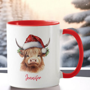 Niedliche Hochlandkuh Weihnachtsfeiertage Weihnach Tasse
