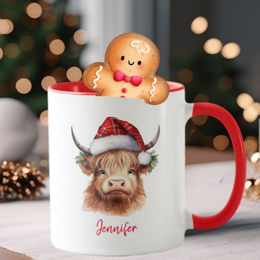 Niedliche Hochlandkuh Weihnachtsfeiertage Weihnach Tasse