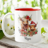 Niedliche Hochlandkühe Kalf Weihnachtsfeierliche W Zweifarbige Tasse