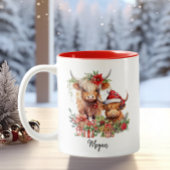 Niedliche Hochlandkühe Kalf Weihnachtsfeierliche W Zweifarbige Tasse