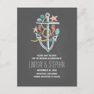 Niedliche Hochzeit am Strand Save the Date Postkar Ankündigungspostkarte