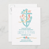 Niedliche Hochzeit am Strand Save the Date Postkar Ankündigungspostkarte (Vorne/Hinten)