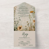 Niedliche Hochzeit auf der Wiese All In One Einladung (Innen Boden)