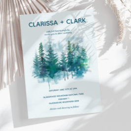 Niedliche Hochzeit des modernen Wasserwaldes Einladung