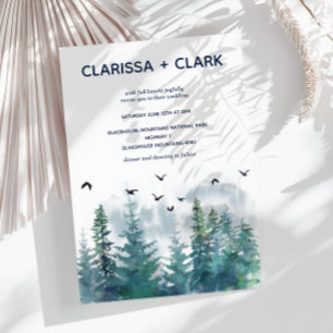 Niedliche Hochzeit des modernen Wasserwaldes I Einladung