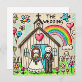 Niedliche Hochzeit Einladung (Vorne/Hinten)