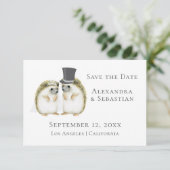 Niedliche Hochzeit Igel Couple Save the Date (Stehend Vorderseite)