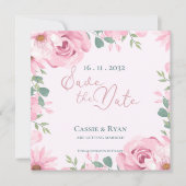 Niedliche Hochzeit in Aquarellfarbe Rosa Blütenblü (Vorderseite)