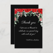 Niedliche Hochzeit in Schwarz und Rot Dankeskarte (Vorne/Hinten)