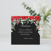 Niedliche Hochzeit in Schwarz und Rot Dankeskarte (Stehend Vorderseite)