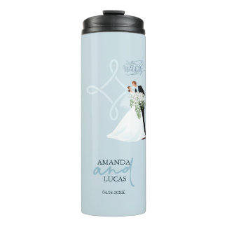 Niedliche Hochzeit mit Light Blue Illustration Thermosbecher