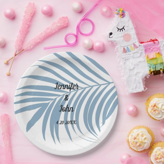 Niedliche Hochzeit mit Palmenblätterblättern Pappteller (Party)