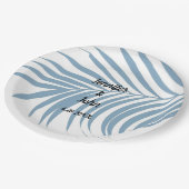 Niedliche Hochzeit mit Palmenblätterblättern Pappteller (Schrägansicht)