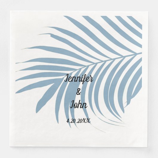 Niedliche Hochzeit mit Palmenblätterblättern Serviette (Vorderseite)