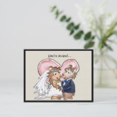 Niedliche Hochzeit mit rosa Herzen Speichern Sie d Ankündigungspostkarte (Stehend Vorderseite)